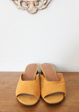 Load image into Gallery viewer, MUSTARD YELLOW PEEP TOE MULE SIZE 9.5