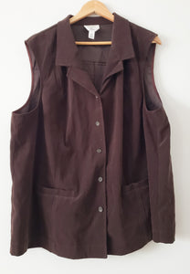 TALBOTS BROWN SUEDE BUTTON FRONT SHIRT SIZE 20