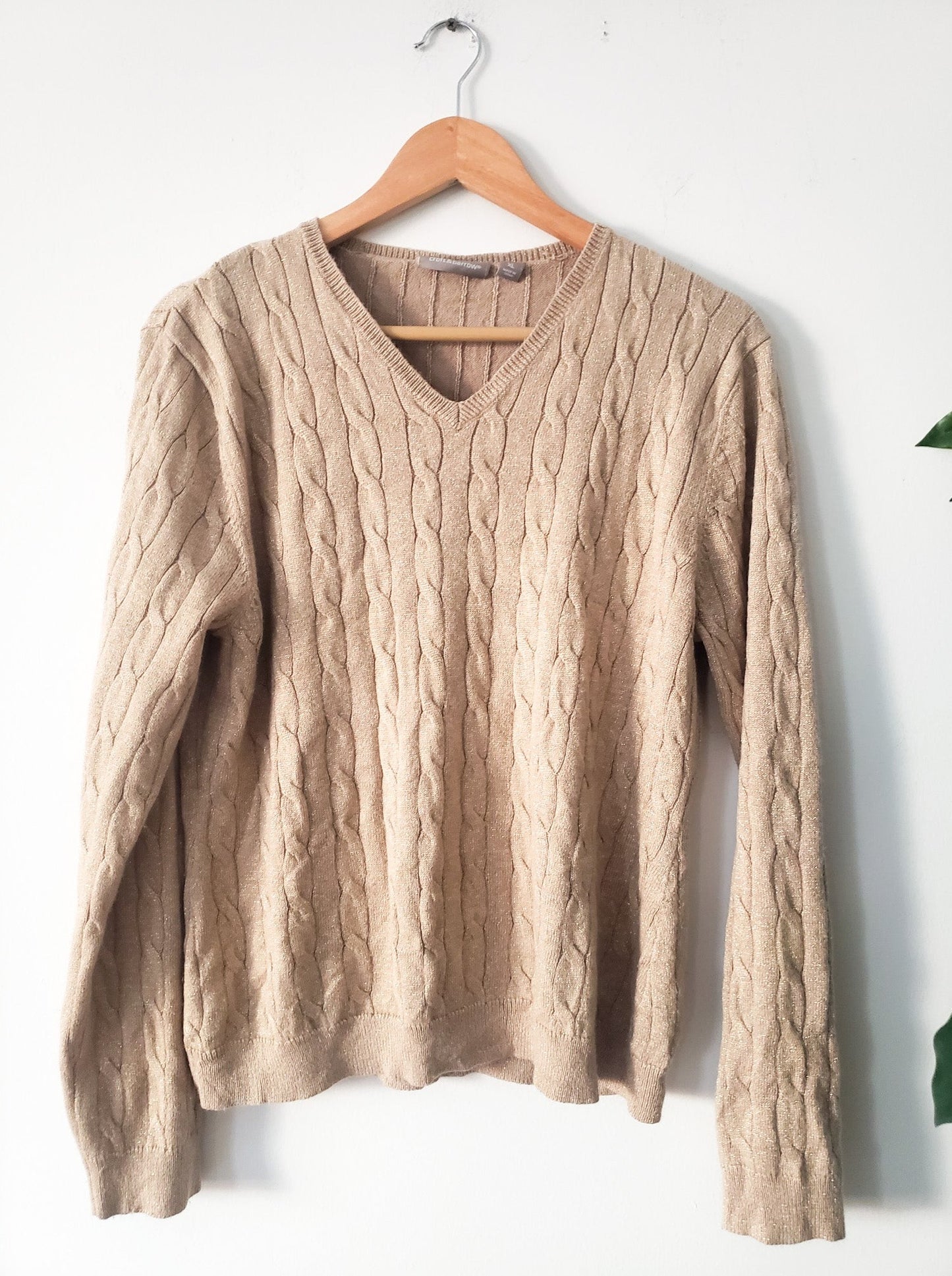CROFT & BARROW GOLD CABLE KNIT SWEATER SIZE XL