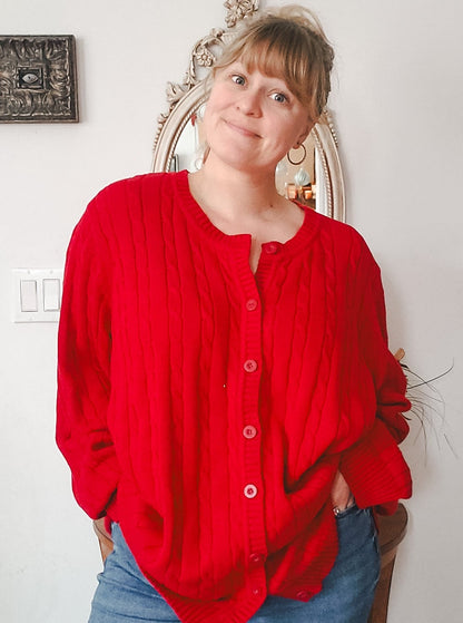 WOMAN WITHIN RED CARDIGAN SIZE 3X