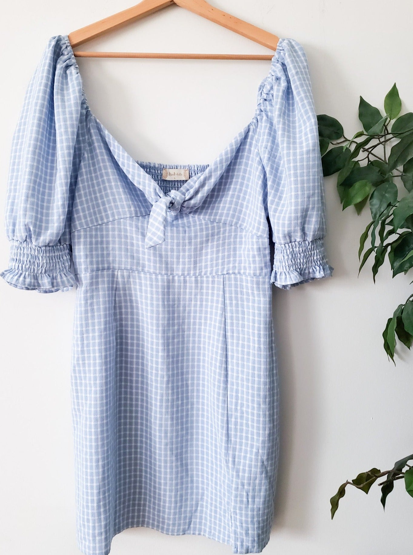 ALTAR'D STATE BLUE GINGHAM COQUETTE DRESS SIZE SMALL