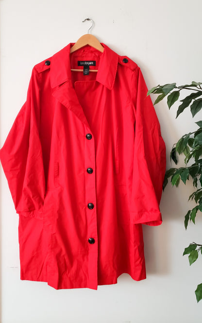 LANE BRYANT RED TRENCH COAT SIZE 26/28